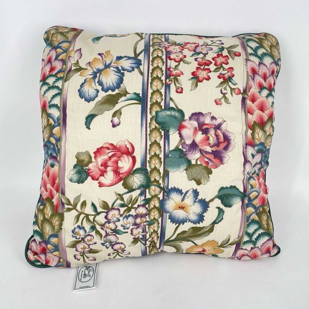 Vintage Croscill Floral Chintz Throw Pillow 17x17 Multicolor Made in USA